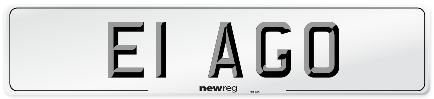 E1 AGO Number Plate from New Reg